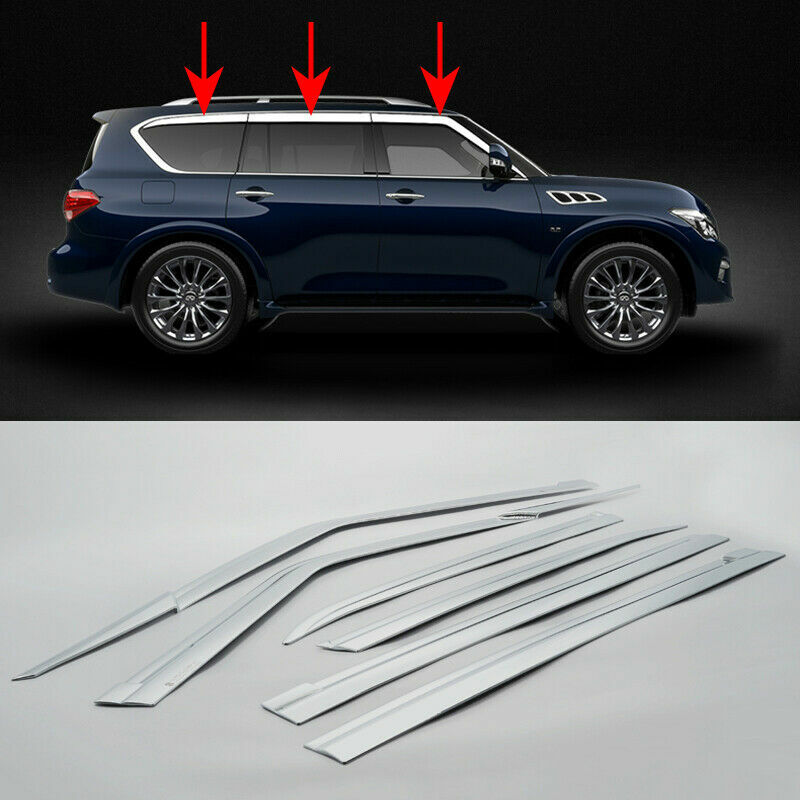 For Infiniti QX56 QX80 2010-2022 Chrome Window Visor Vent Shades Sun Rain Guard
