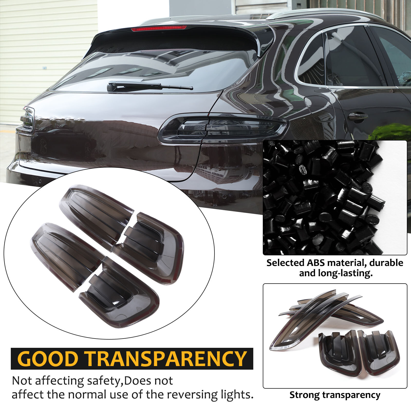 Smoked Black Rear Tail Light Guard Cover Trim For Porsche Macan 95B 2015-2018