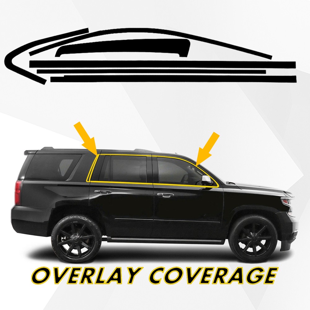 Fit for 2015-2020 Chevy Tahoe Side Window Chrome Delete Blackout Vinyl Overlay