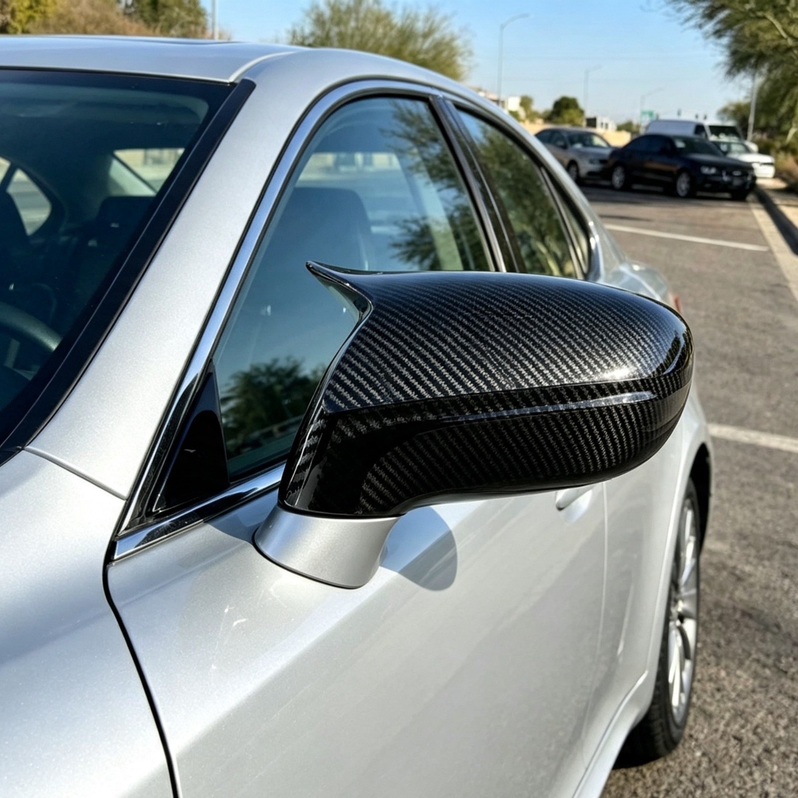 For 2006-2008 Lexus IS250 IS350 IS F Carbon Fiber Side Mirror OX Horn Cover Trim