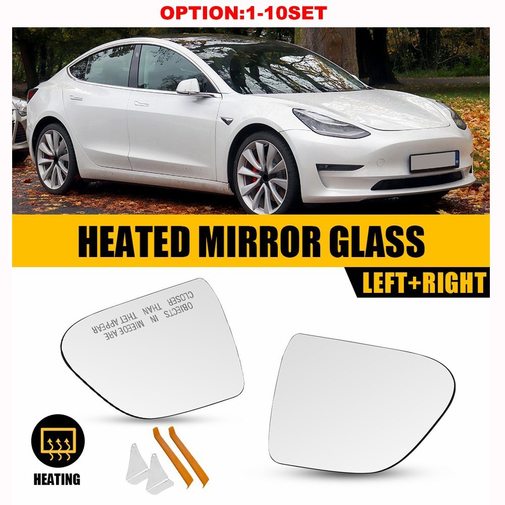 Left Right Heated Side Mirror Glass for 2017-2023 Tesla Model 3 w/o Auto Dimming