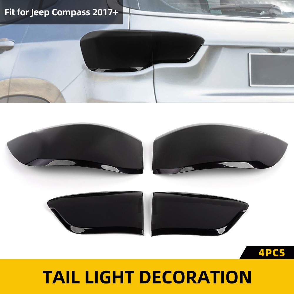 4x Smoked Black Rear Taillight Sequential Lamp Cover Trim For Jeep Compass 2017+