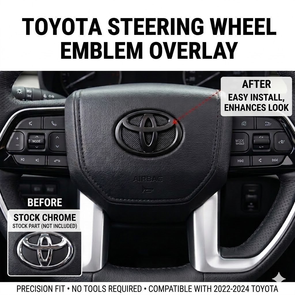 3D Blackout Steering Wheel Overlay Fit Tacoma Tundra Highlander Corolla Camry