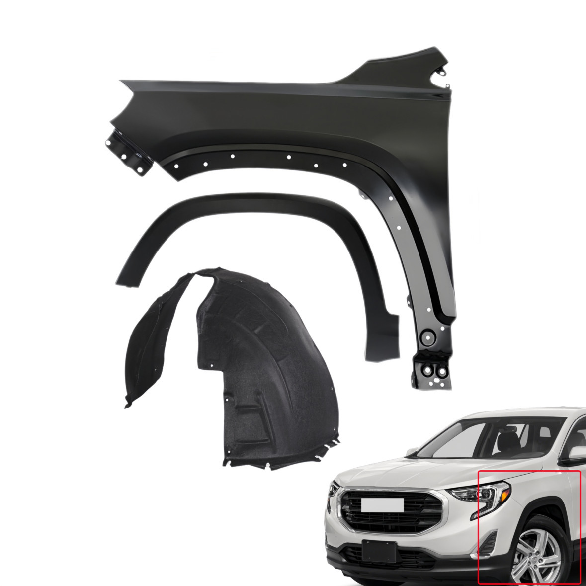 For 2018-2024 GMC Terrain Front Fender & Flare Wheel Molding & Liner Panel Left