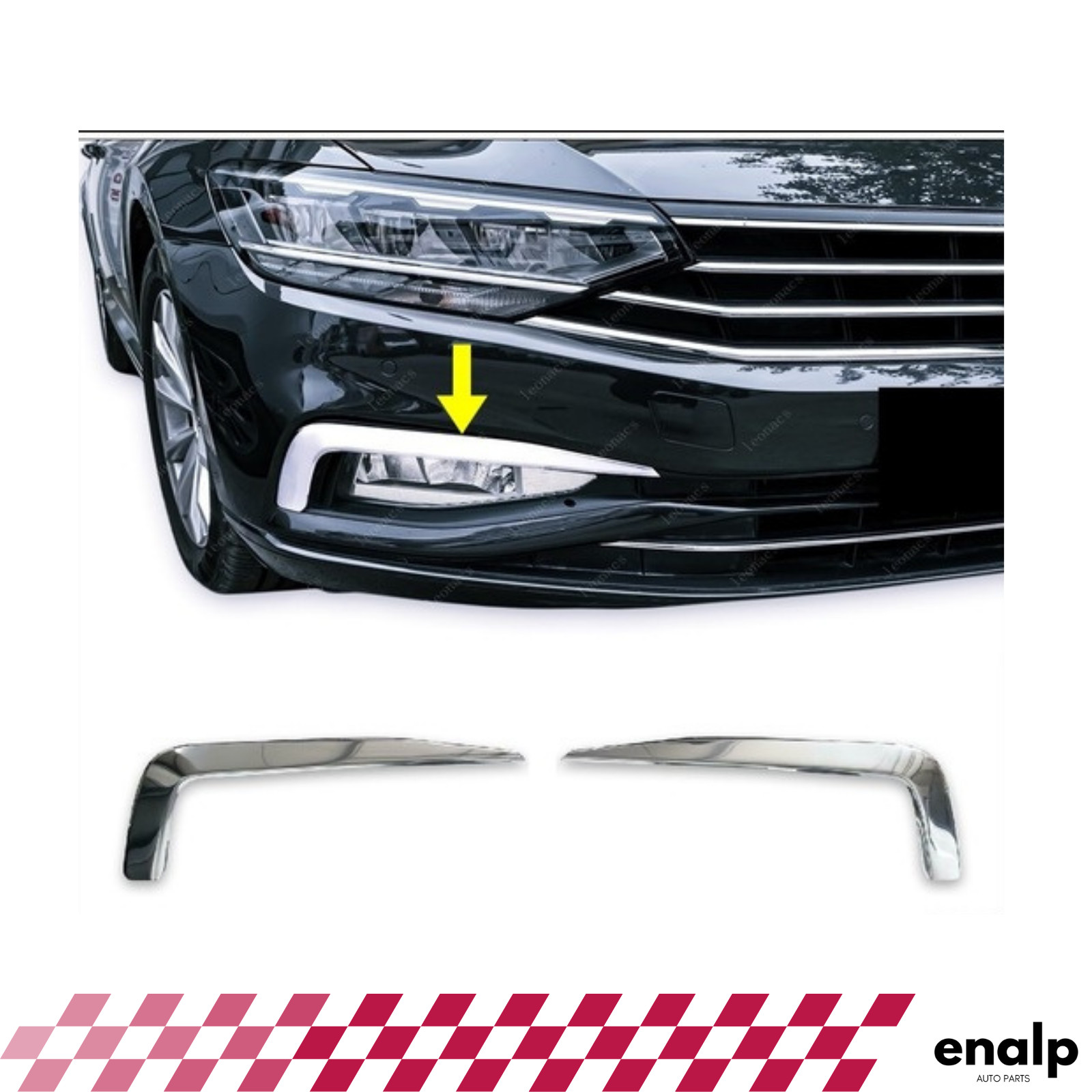 Chrome Fog Light Frame 2 Pcs for VW Passat B8.5 2019-After Stainless Steel