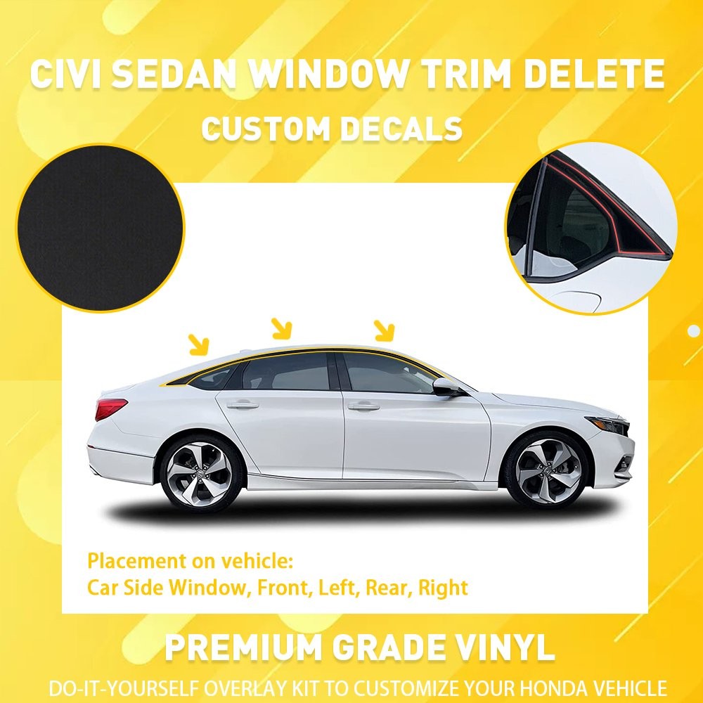 Delete Blackout Overlay Window Trim Cover For X6 2018-2022 Honda Accord US Sedan