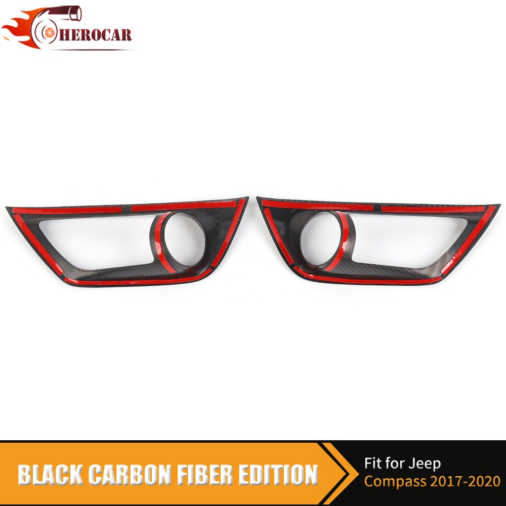 Carbon Fiber Front Fog Light Lamp Covers for Jeep Compass 2017-2020 Accessories