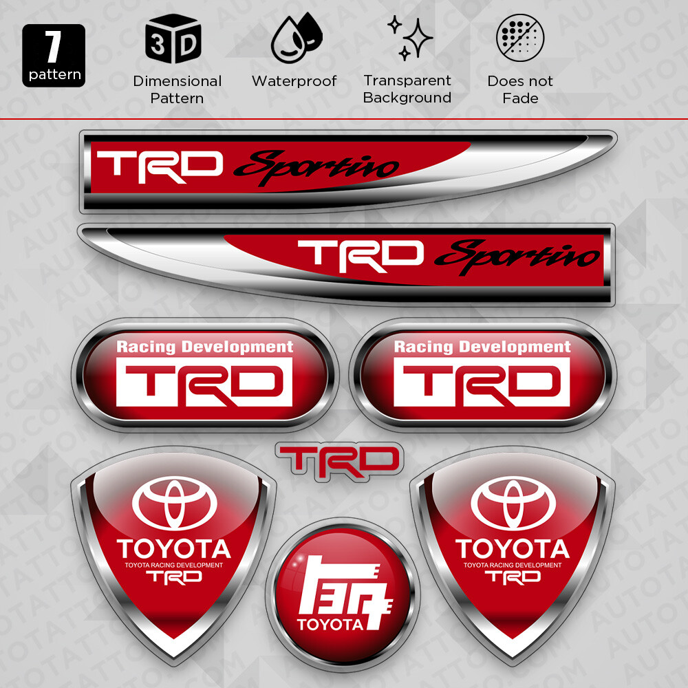 Toyota TRD Sportivo Racing Energy Medal Car Logo Sticker Vinyl Decal Decor Red