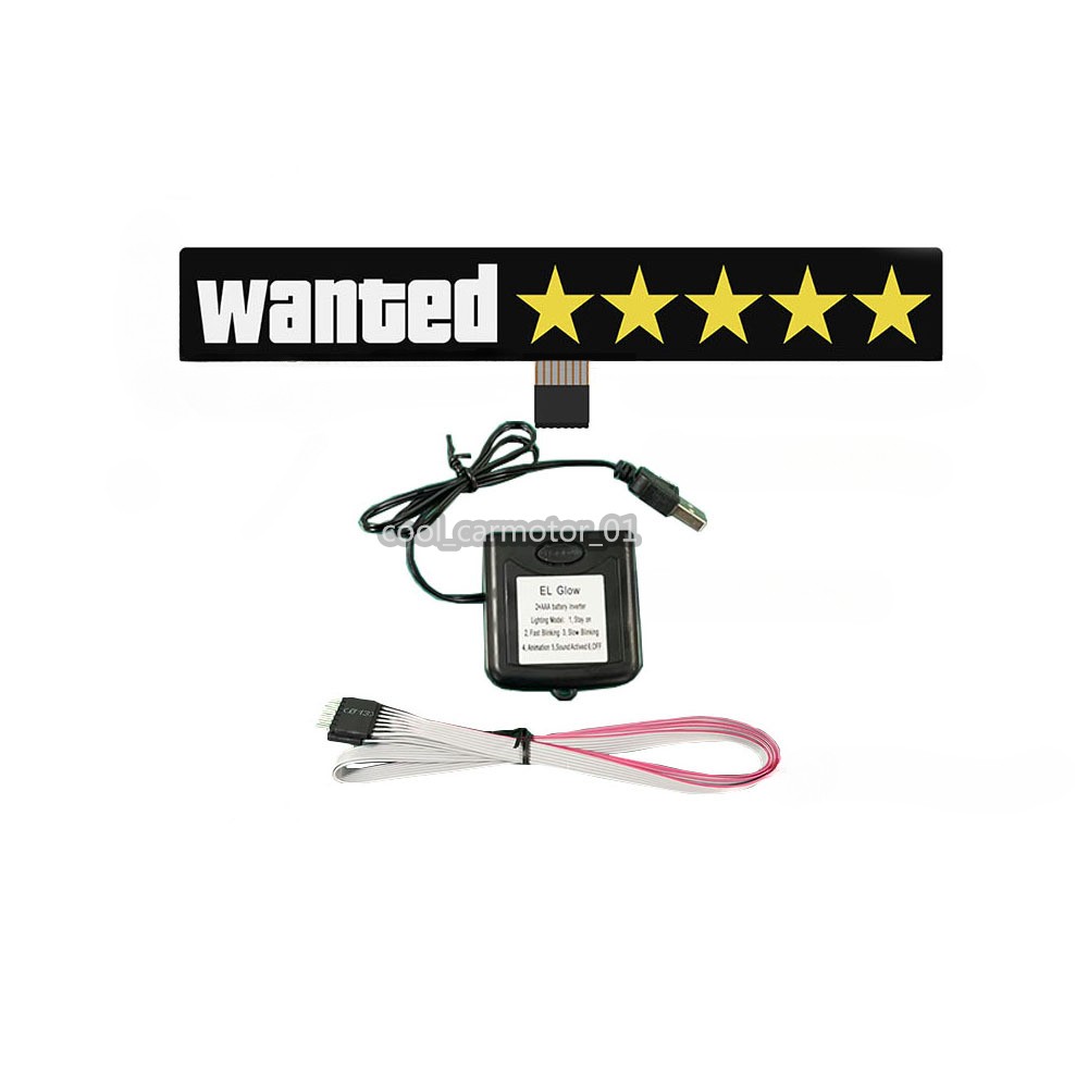 LED White Yellow Wanted 5Star Glow Panel Electric Window Sticker Flash Light