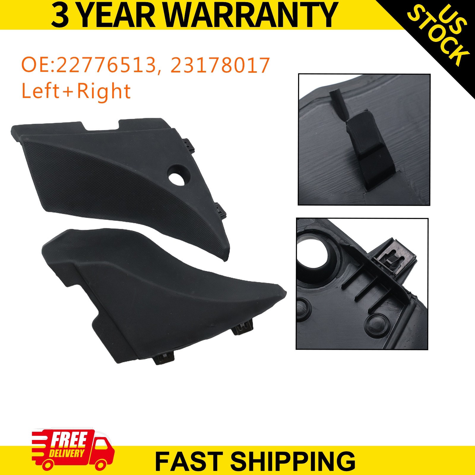 L+R Windshield Cowl Vent Cover Pair For GMC Sierra 2014-2019 22776513 23178017