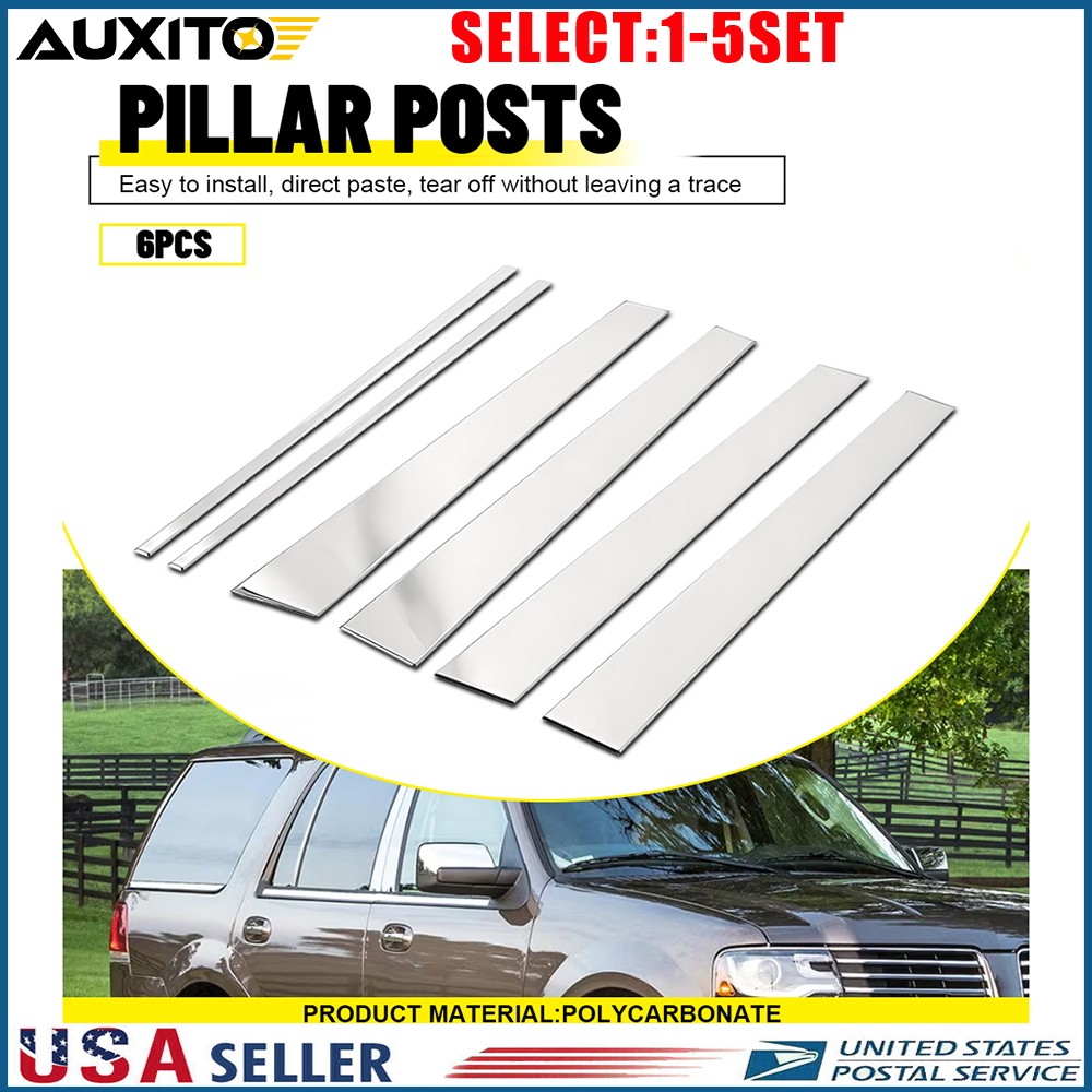 Fit Lincoln Navigator 1997-2017 Stainless Steel Chrome Window Pillar Posts 6-30X