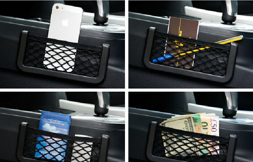 2PC Black Car Interior Body Edge Elastic Net Storage Phone Holder Auto US Stock