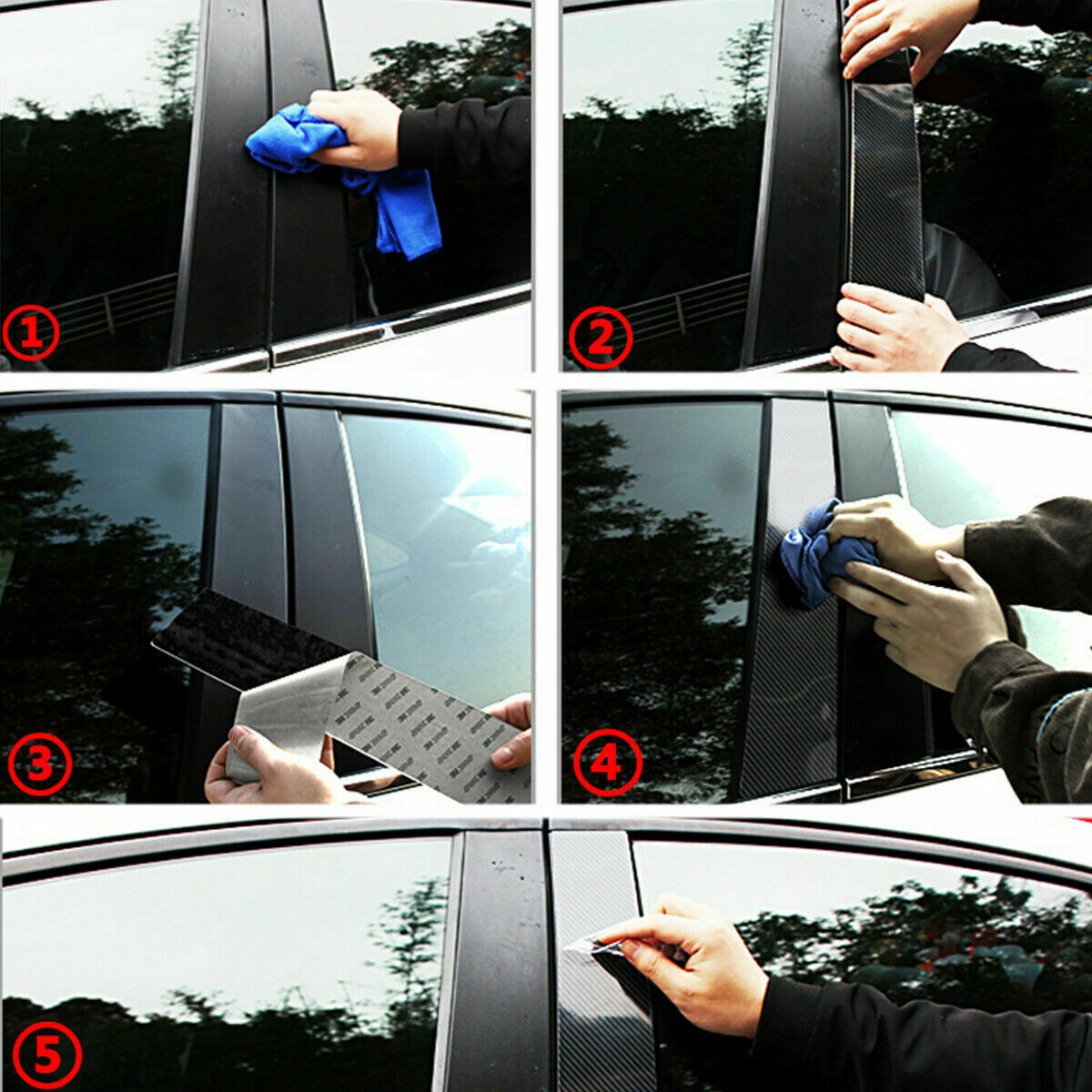 For Porsche Macan 2014-2022 6x Carbon Fiber Pillar Posts Door Window Trim Cover