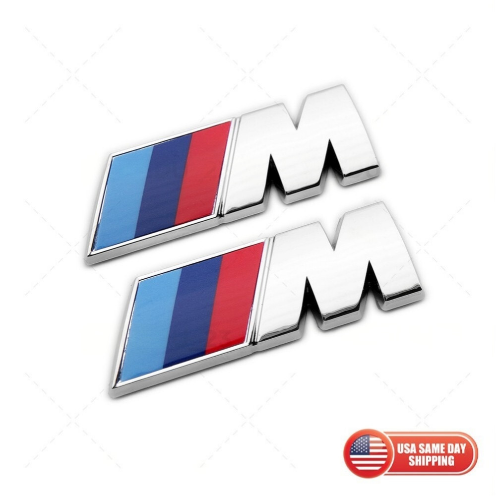 🚀2pcs Fit For BMW M-Performance Trunk Fender ABS Stickers Chrome 5.5cm