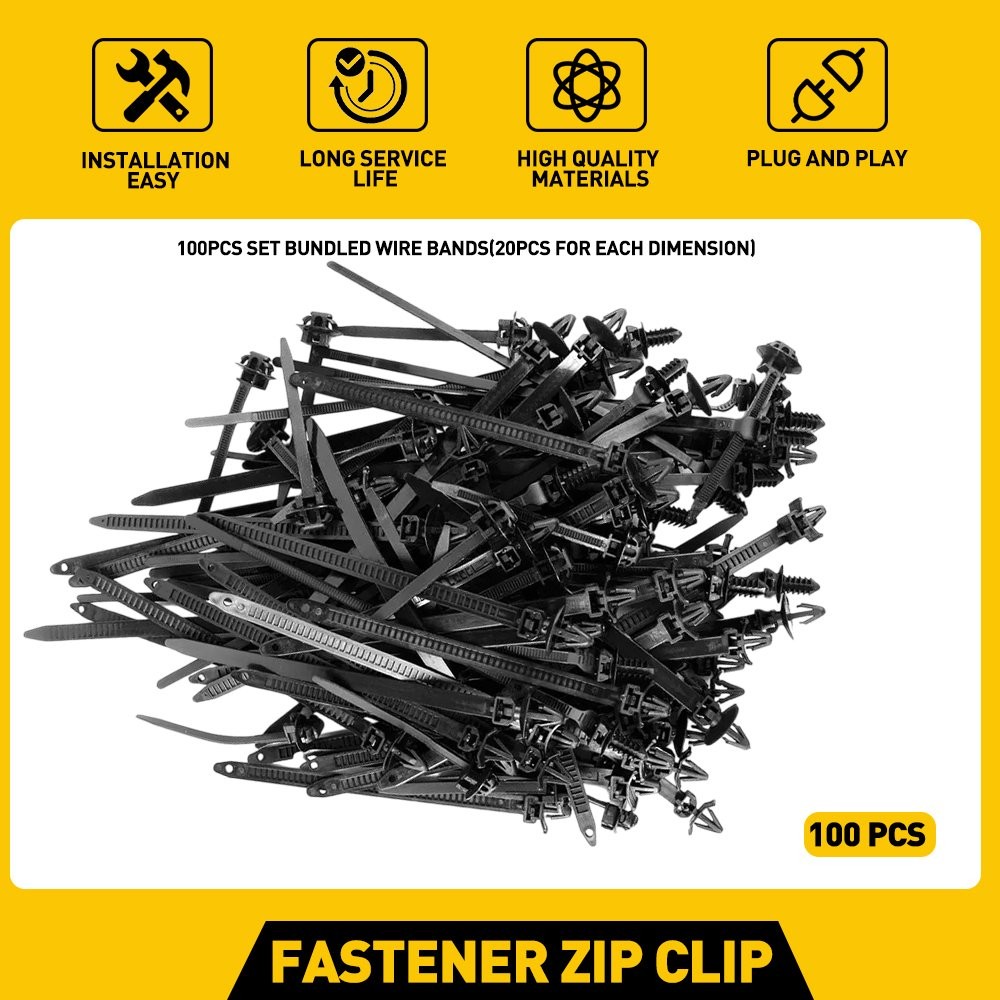 100pcs 7″ 6.8″ 5.5″ 3″in Nylon Car Line Cable Tie Holder Cable Bundled Bands New