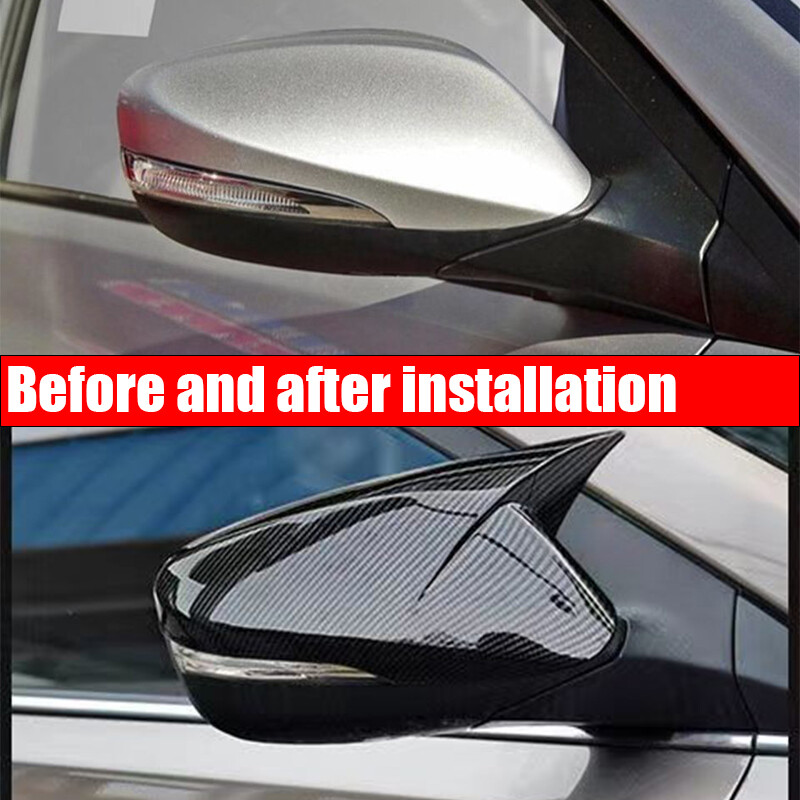 2PCS For Hyundai Veloster 2012~2017 Carbon Fiber OX Rear View Mirror Cover Trim