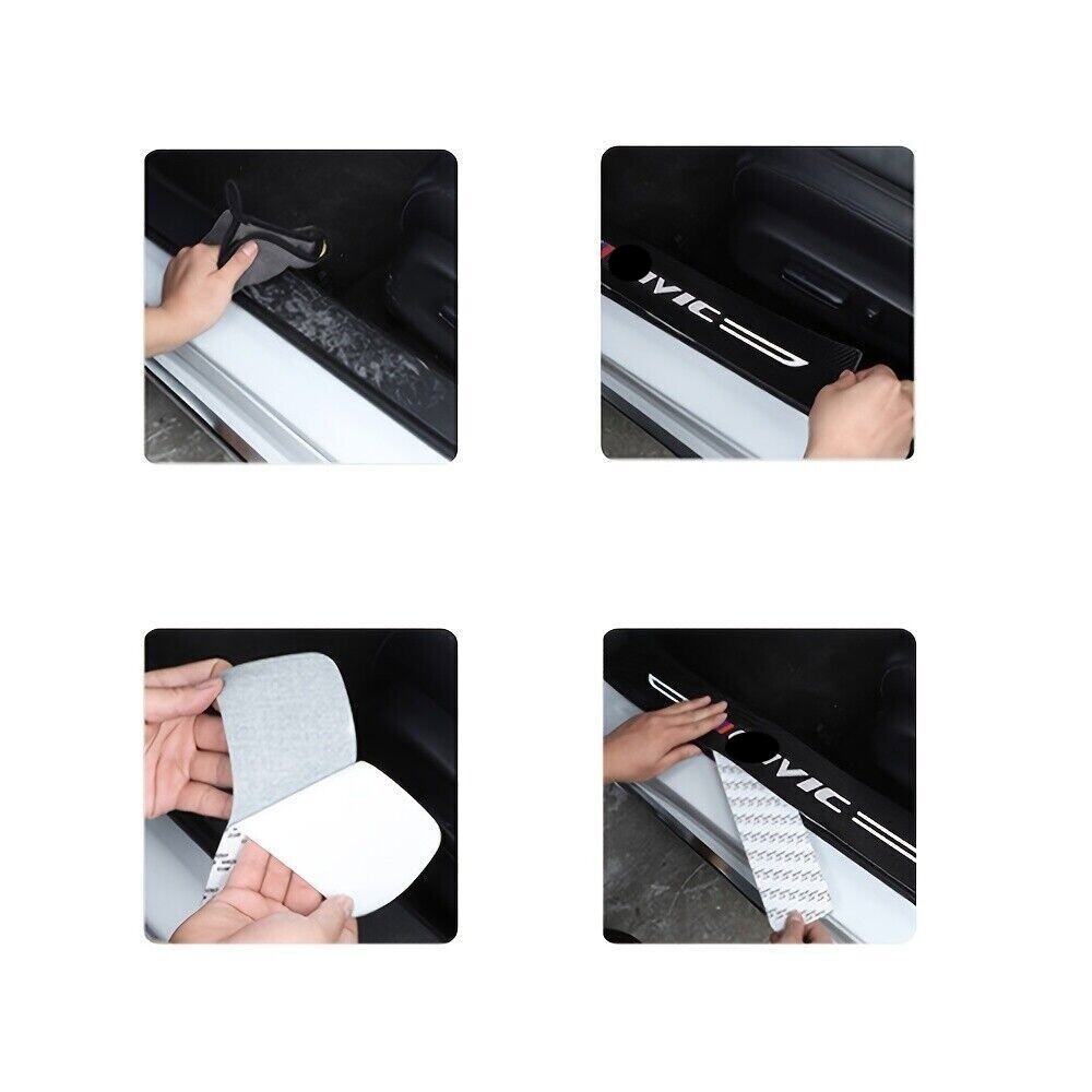 Leather Carbon Fiber Car Door Sticker For Civic Auto Accessories