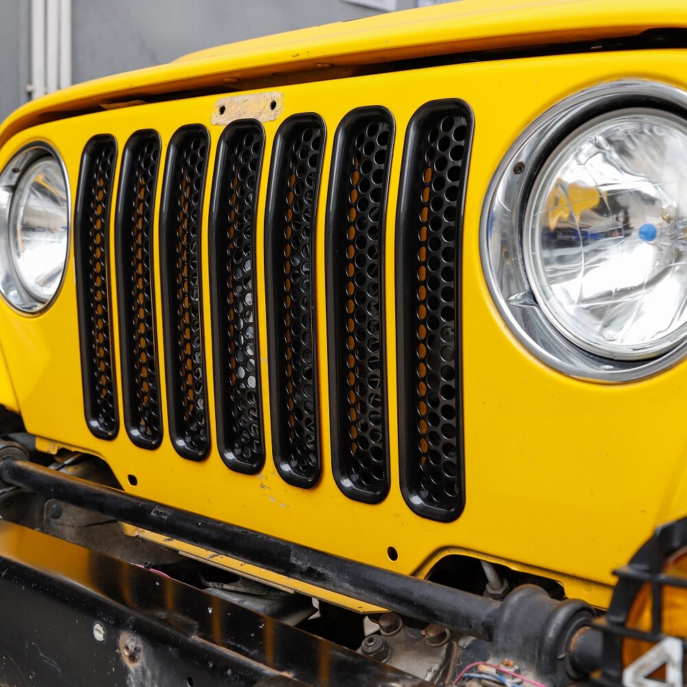 7x Black Honeycomb Mesh Front Grill Insert Cover Trim For Jeep Wrangler TJ 97-06