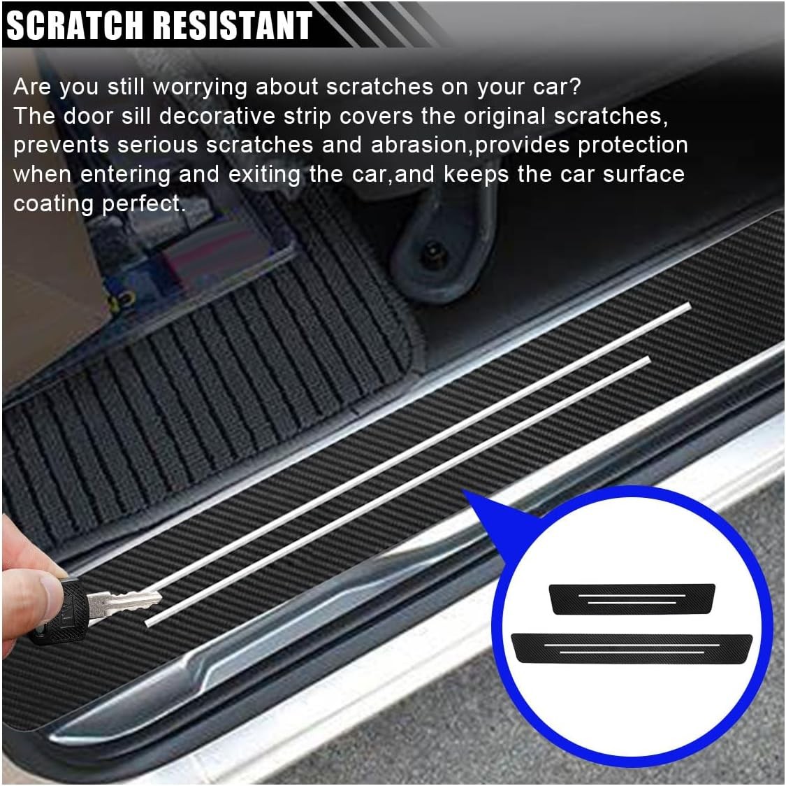 For Chevy 9PCS Door Sill Protector 2.8in Wide Custom Fit Anti-Scratch Guards Kit