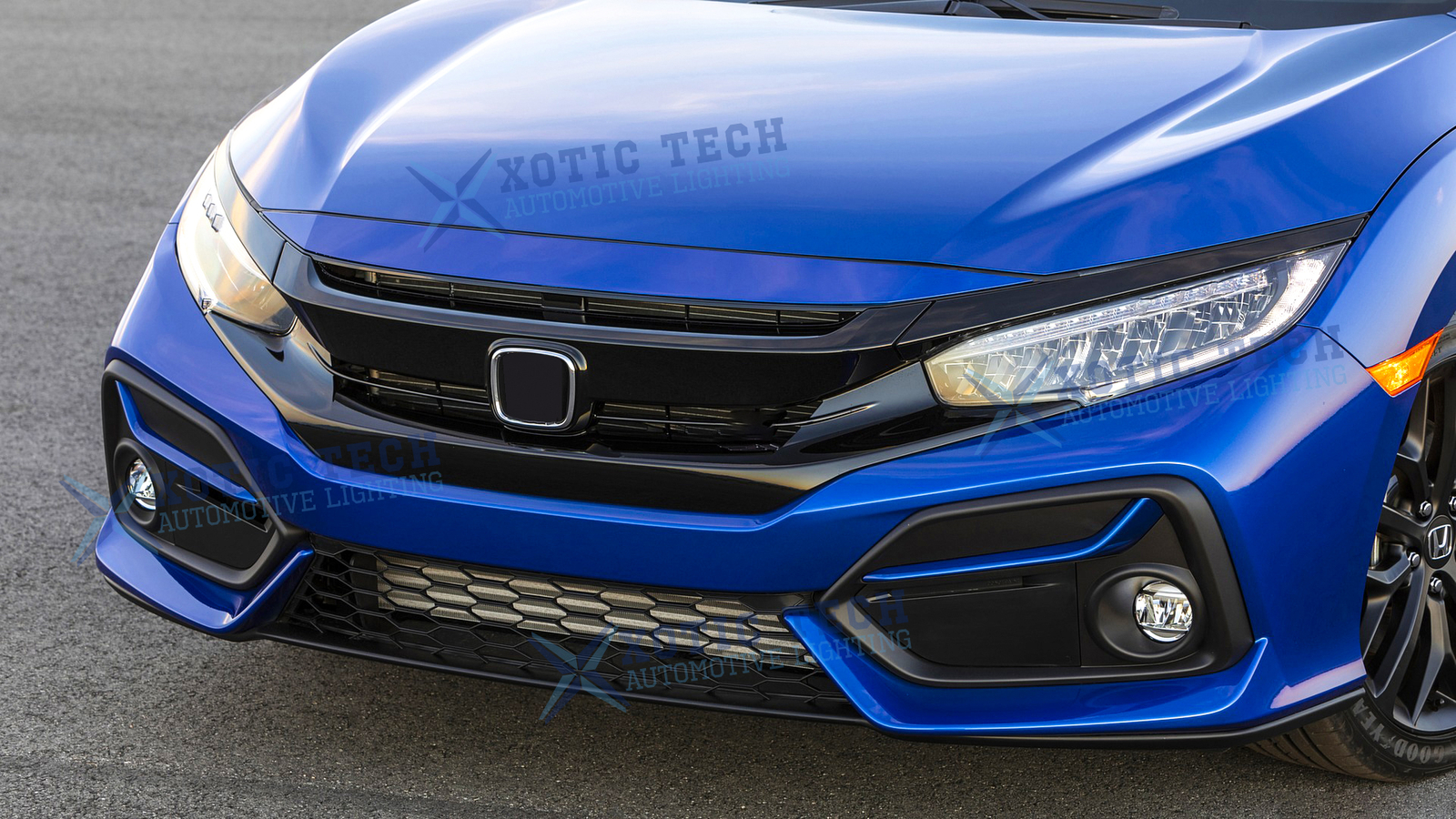 3pcs/Set Black Front Grille Upper Stripe Cover Trim For Honda Civic 2016-2021