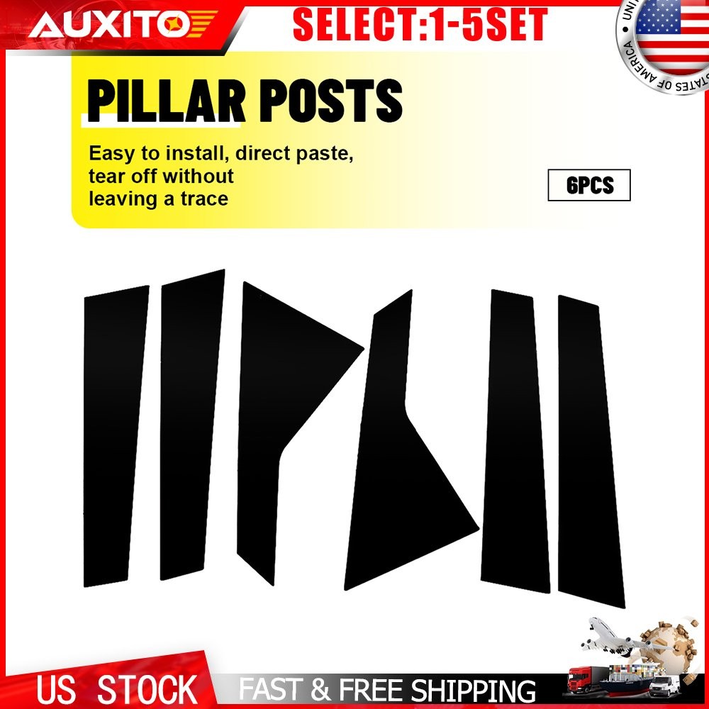 For Cadillac CT6 2016-2020 Gloss Black Window Pillar Post Cover Trim Kit 6-30X