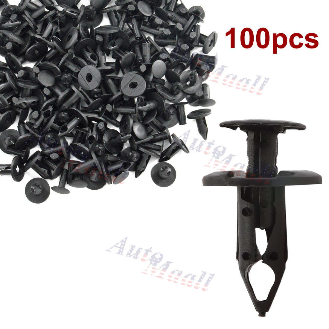 100pc Clips for 8mm Hole Plastic Rivets Retainer Fender Bumper Push Pin Fastener