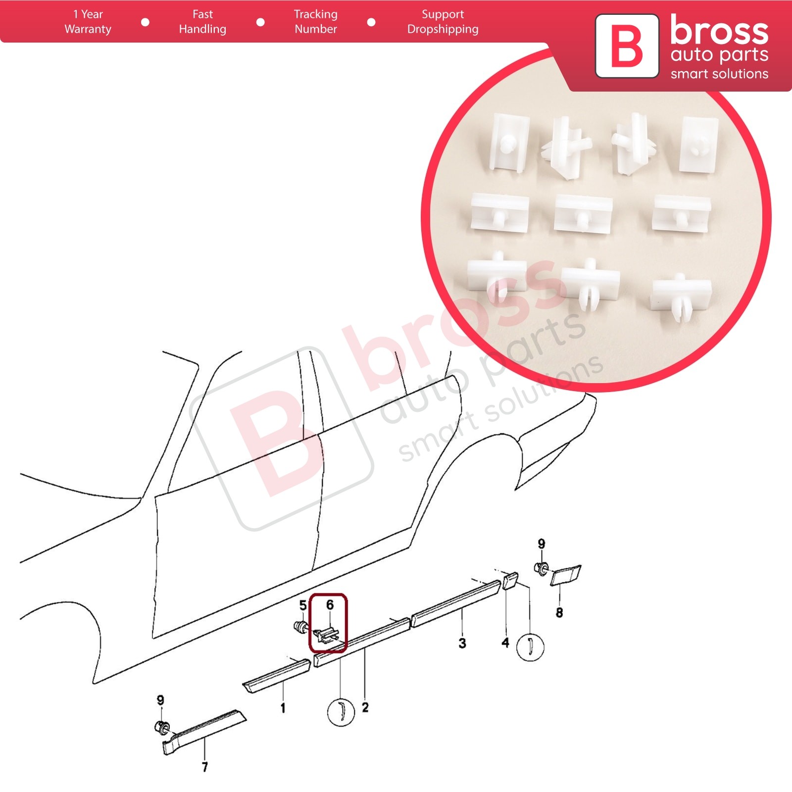 10 Pcs Door Body Trim Moulding Clips for BMW 5 E34 Alpina B10 1987-1995 4/5 Door