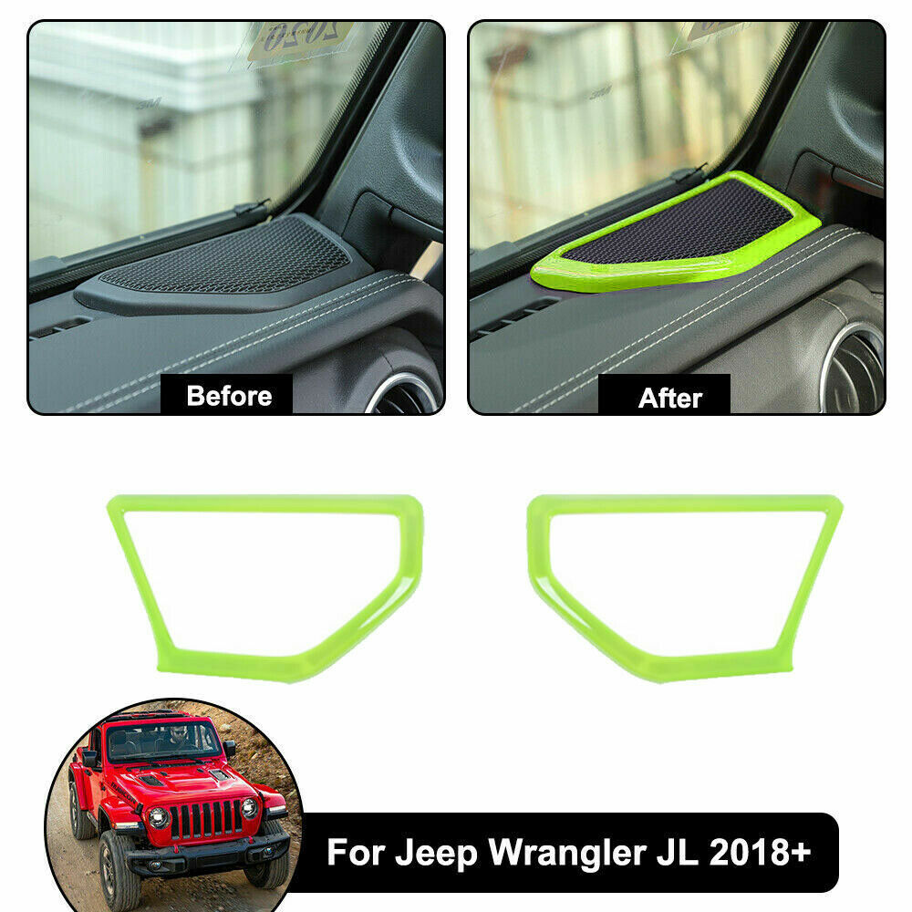 A pillar & Roof Speaker Stereo Cover Trim for Jeep Wrangler JL JT 18+ Baby Green