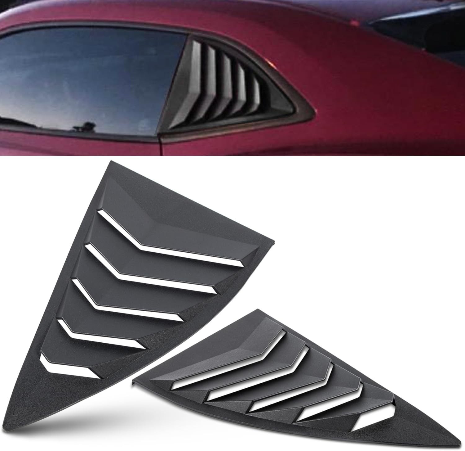 2010-2015 Chevrolet Camaro Side Window Louvers Matte Black Lambo Style
