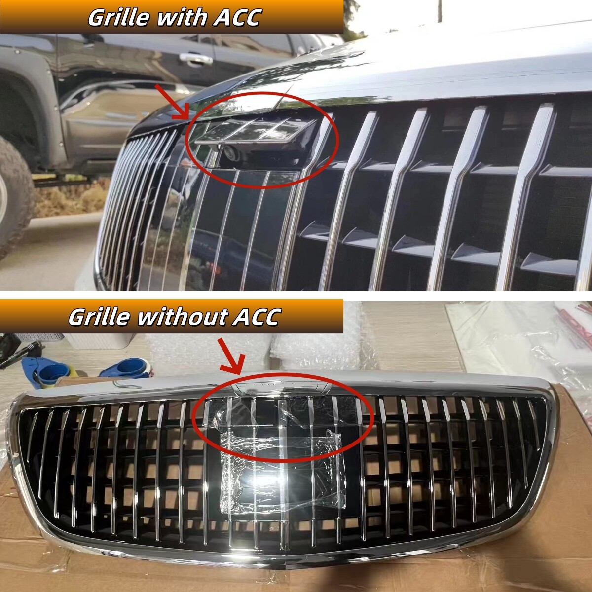 For Mercedes-Benz W222 S450 S560 18-20 ABS Chrome Front Bumper Grille Cover Trim