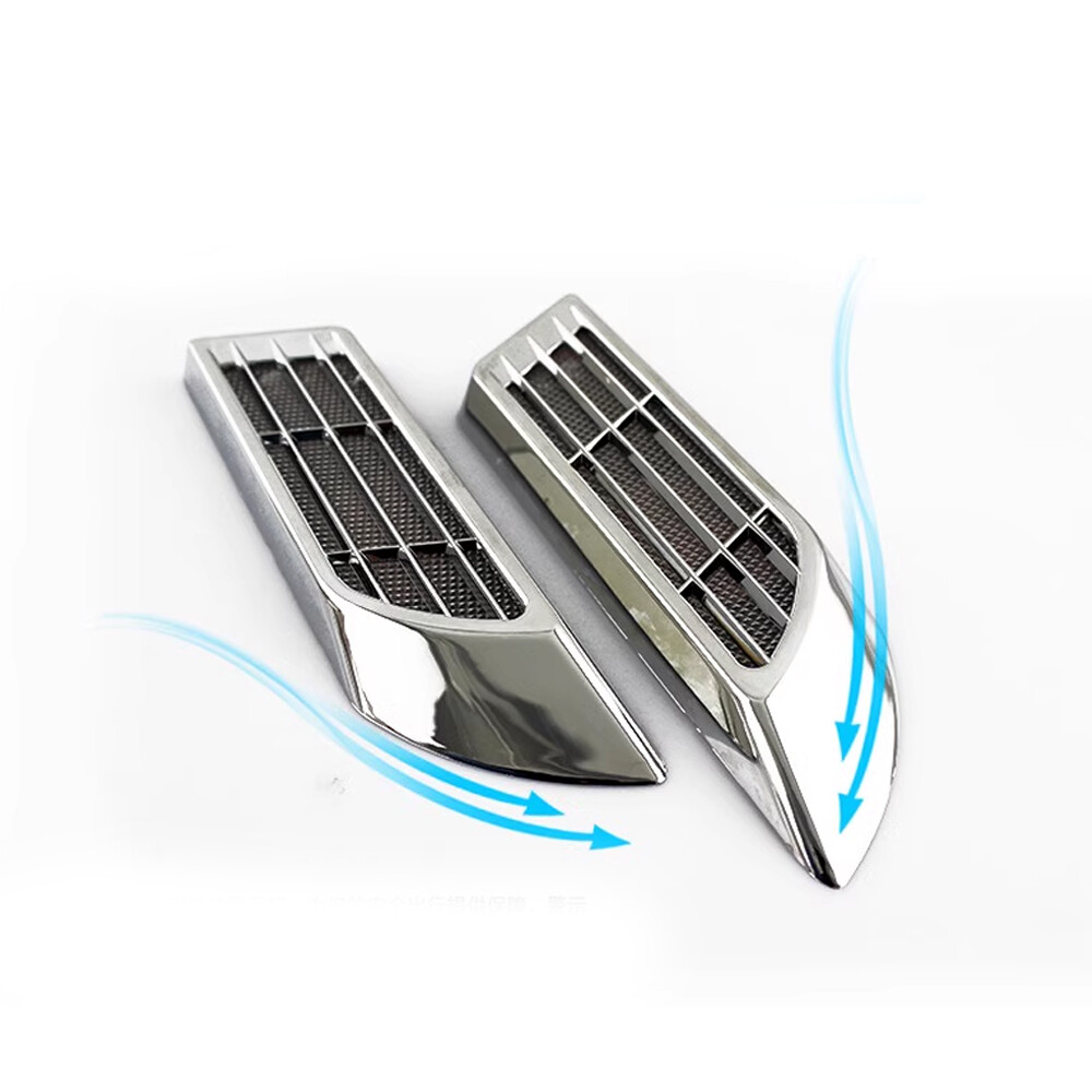 2× Solar Warning Light Fender Mount False Air Vent Sticker Trim Car Accessories