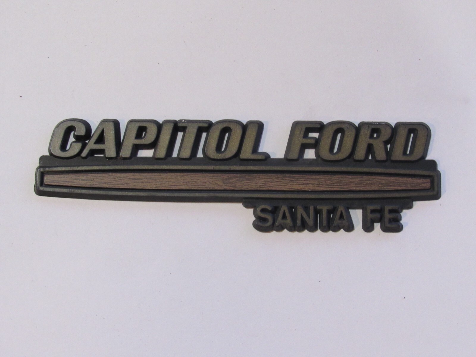 Vintage Capitol Ford Santa Fe New Mexico Plastic Dealer Badge Emblem Tag Trunk