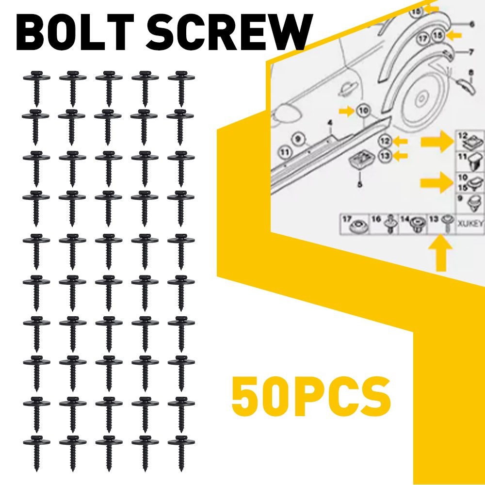 Universal 50x Metal Bumper Clips Car Auto Hole Rivets Fastener Fender Push Screw