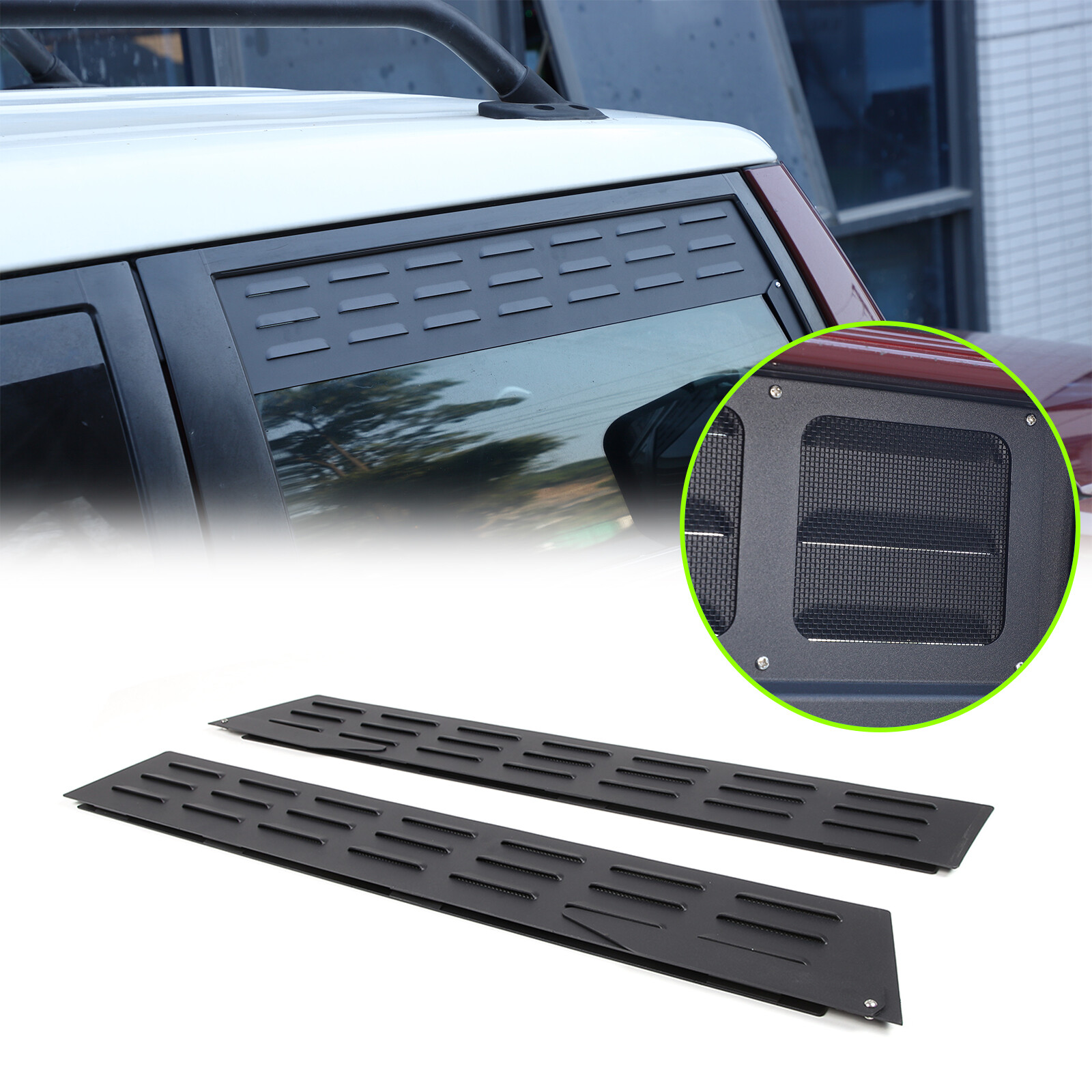 Black Aluminium Alloy Door Window Air Vents Screens For Toyota FJ Cruiser 07-21