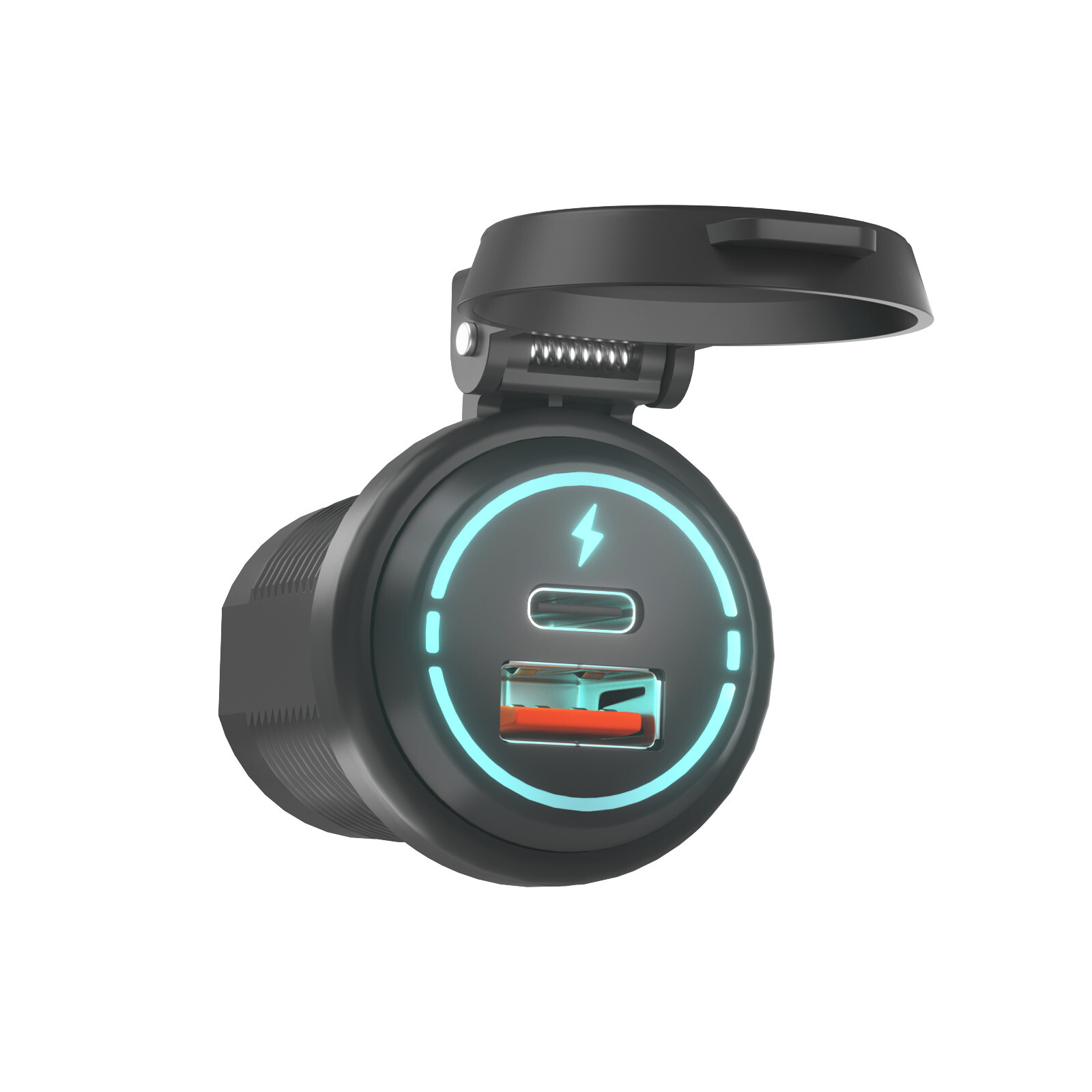 Car Cigarette Lighter Socket Dual Ports USB Type-C Quick Charging Power Outlet