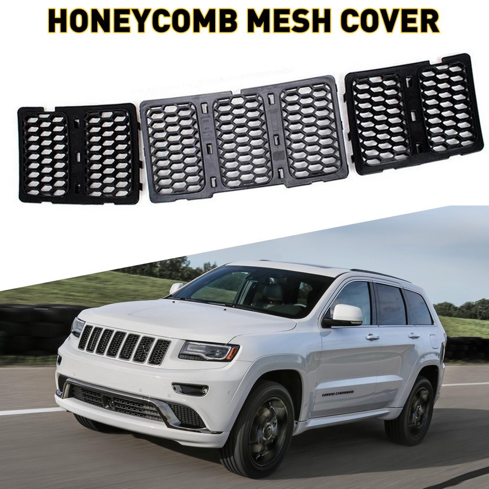 3PCS Front Bumper Honeycomb Insert Grill Fits For 2014-2016 Jeep Grand Cherokee