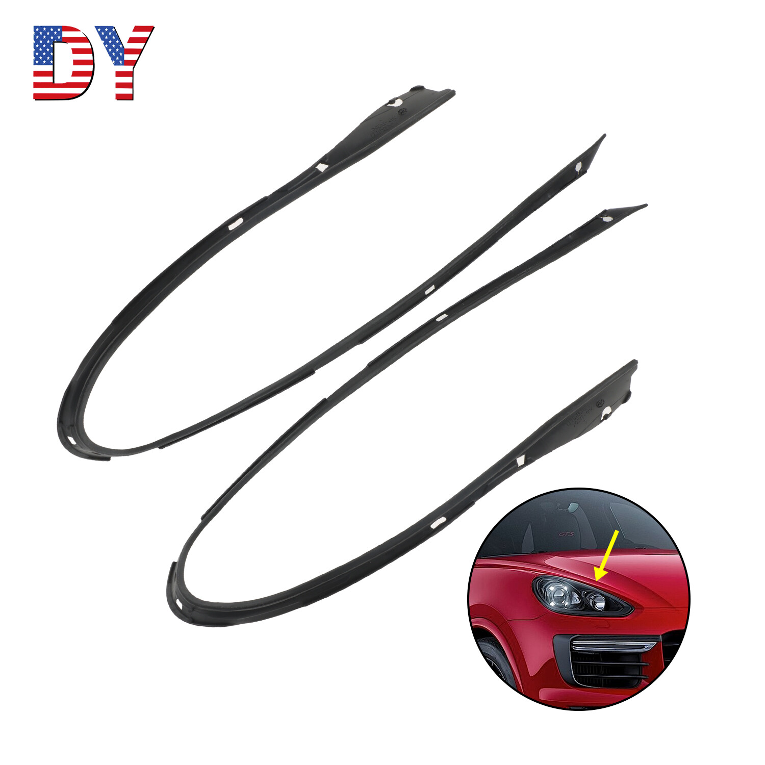 1x Pair Headlight Seal Trim Strip Rubber for 2011 2012 2013 2014 Porsche Cayenne