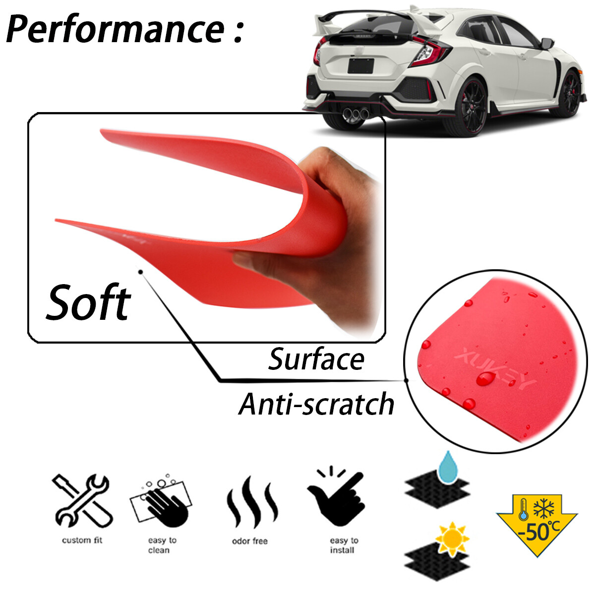 4pcs Universal RED Car Mud Flaps Splash Guards Mudguards Mudflaps Rally Racing