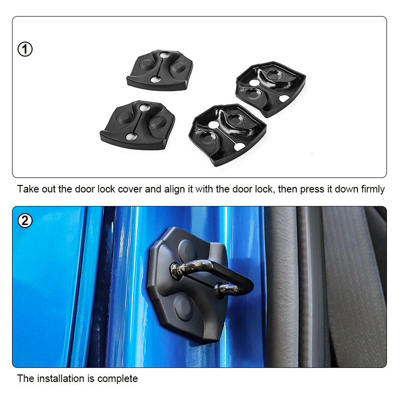 4pc Black Door Lock Cover Buckle Base Decal Overlay Trim For Ford F150 2015-2020