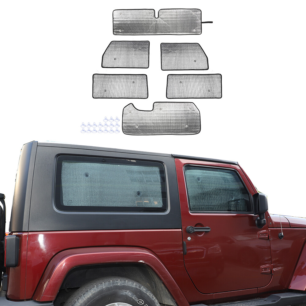 For Jeep Wrangler JK 07-18 Car Window Sunshade Visors Full Set UV Block Cover ×6