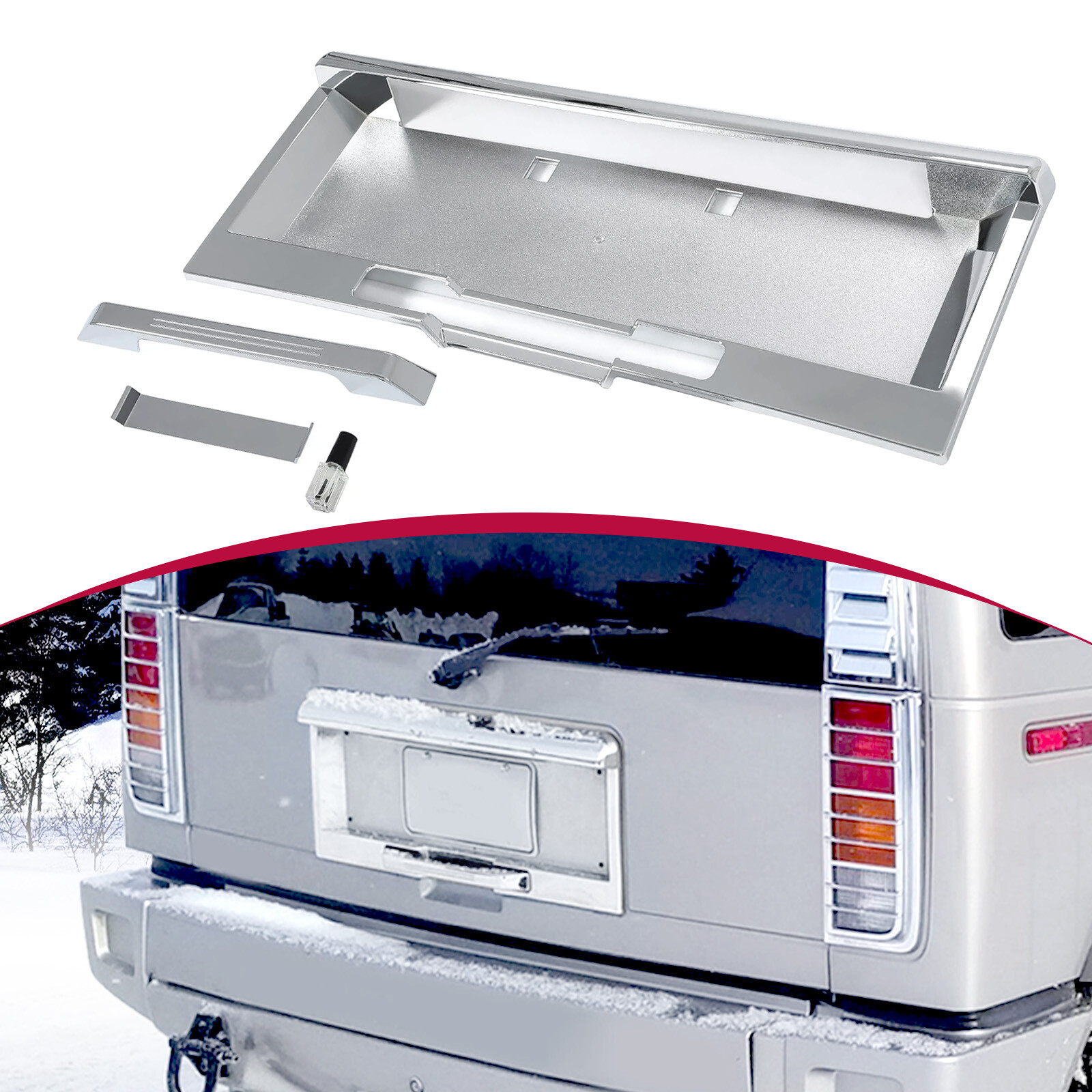 Rear License Plate Cap Trim Cover Frame W/ Handle For HUMMER H2 SUV 2003-2005