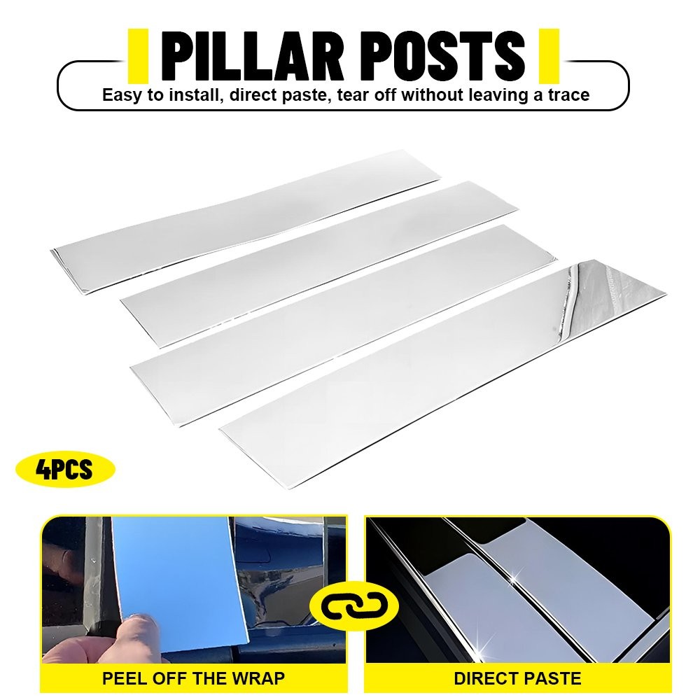 For 2015-2021 Ford F-150 F150 Chrome Pillar Posts Set Door Window Trim Kit EPPE