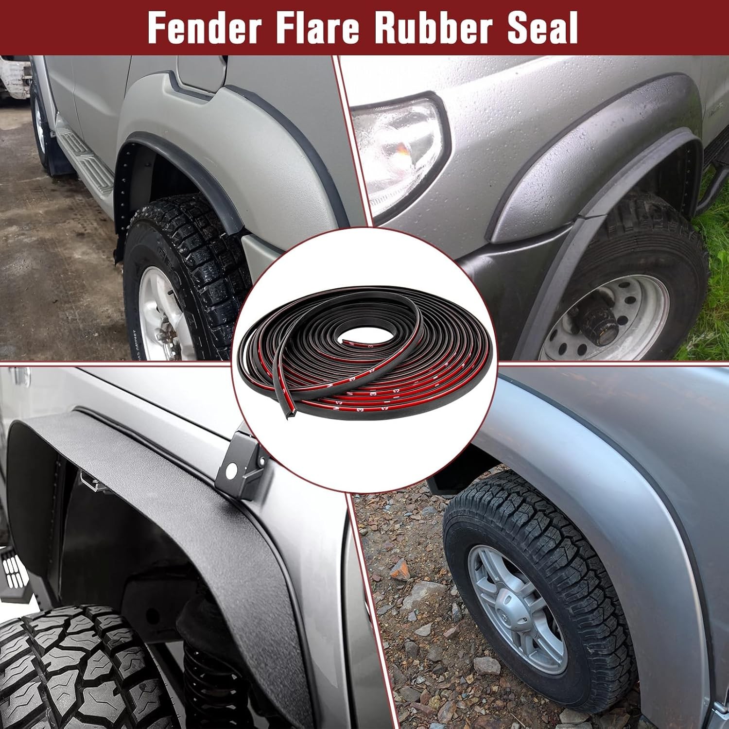 T-Style Truck Fender Flares Edge Trim Wheel Wells Seal Strip Rubber for Truck