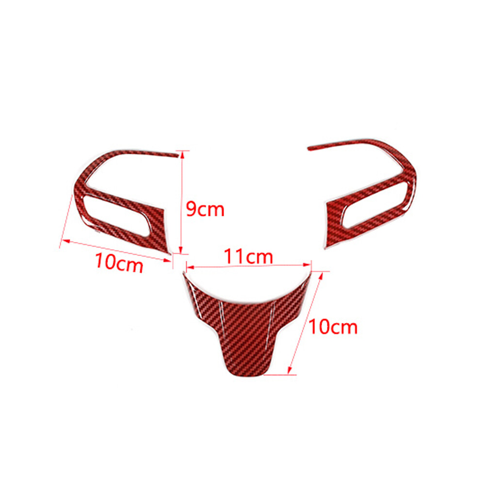 For 2015+ Chrysler 300 Interior Steering Wheel Cover Trim Bezels Set Red Carbon