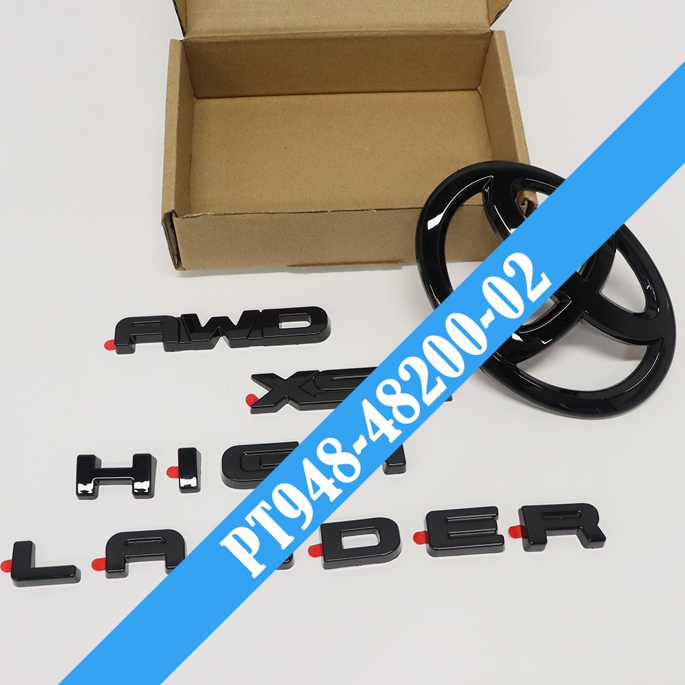 For 2021-2025 Highlander XSE AWD Gloss Black Rear Emblem Overlay Kit Nameplates