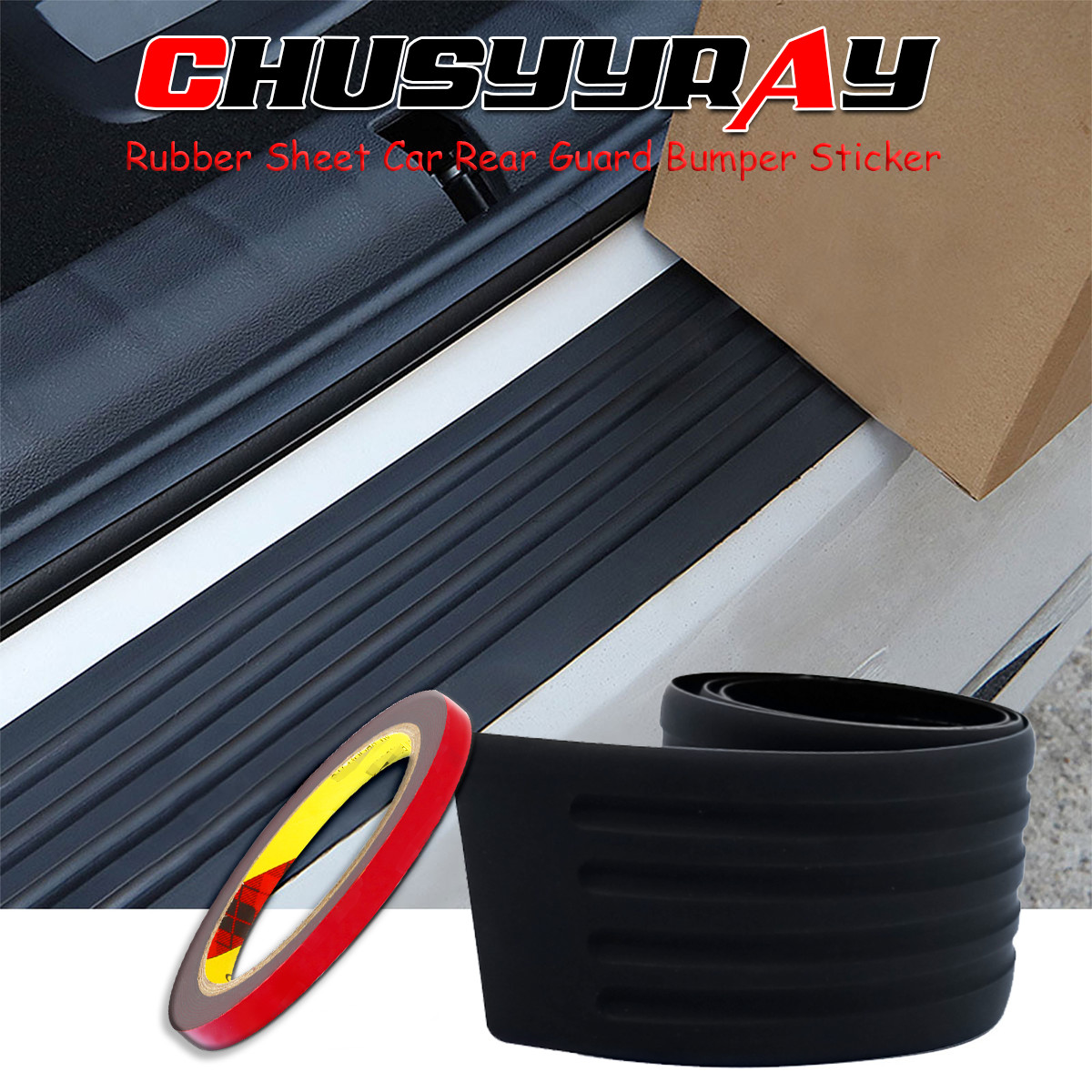 Rubber Car Rear Bumper Protector Trim Strip Trunk Sill Guard Scratch Pad Cover A