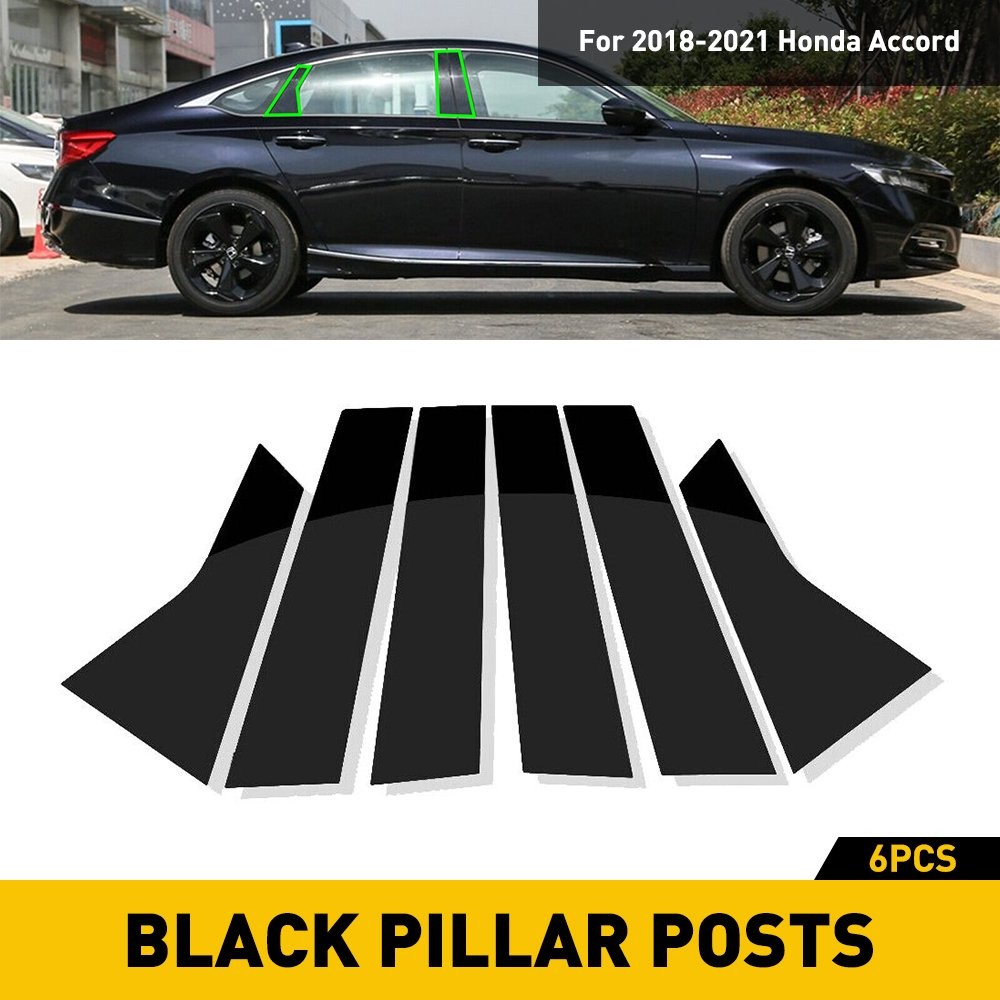 6X Black Pillar Posts Window Door Trim Cover For Honda Accord Sedan 2018-2021 US