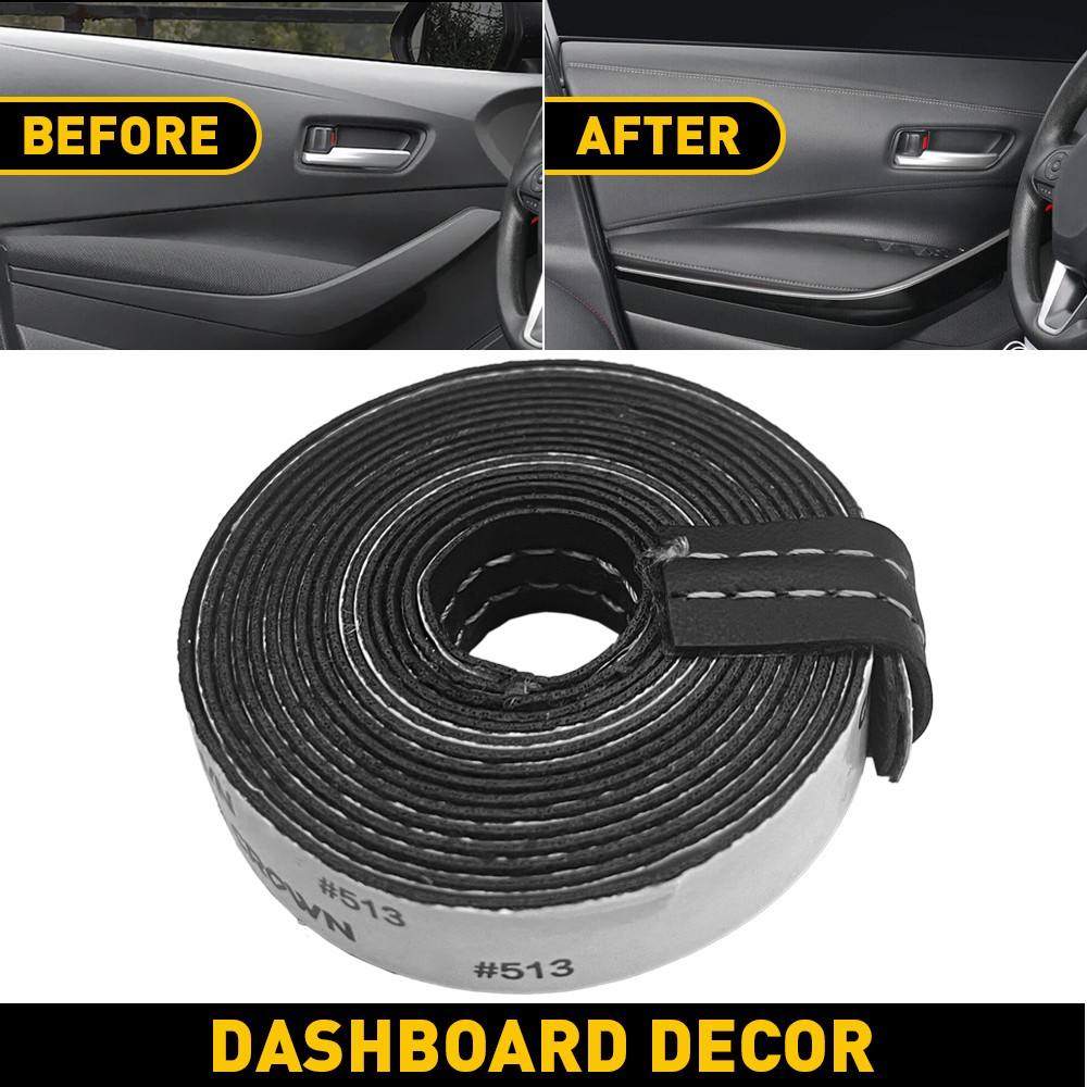 2M Car PU Leather Trim Strips Car Dashboard Decor Line Strip White Accessories