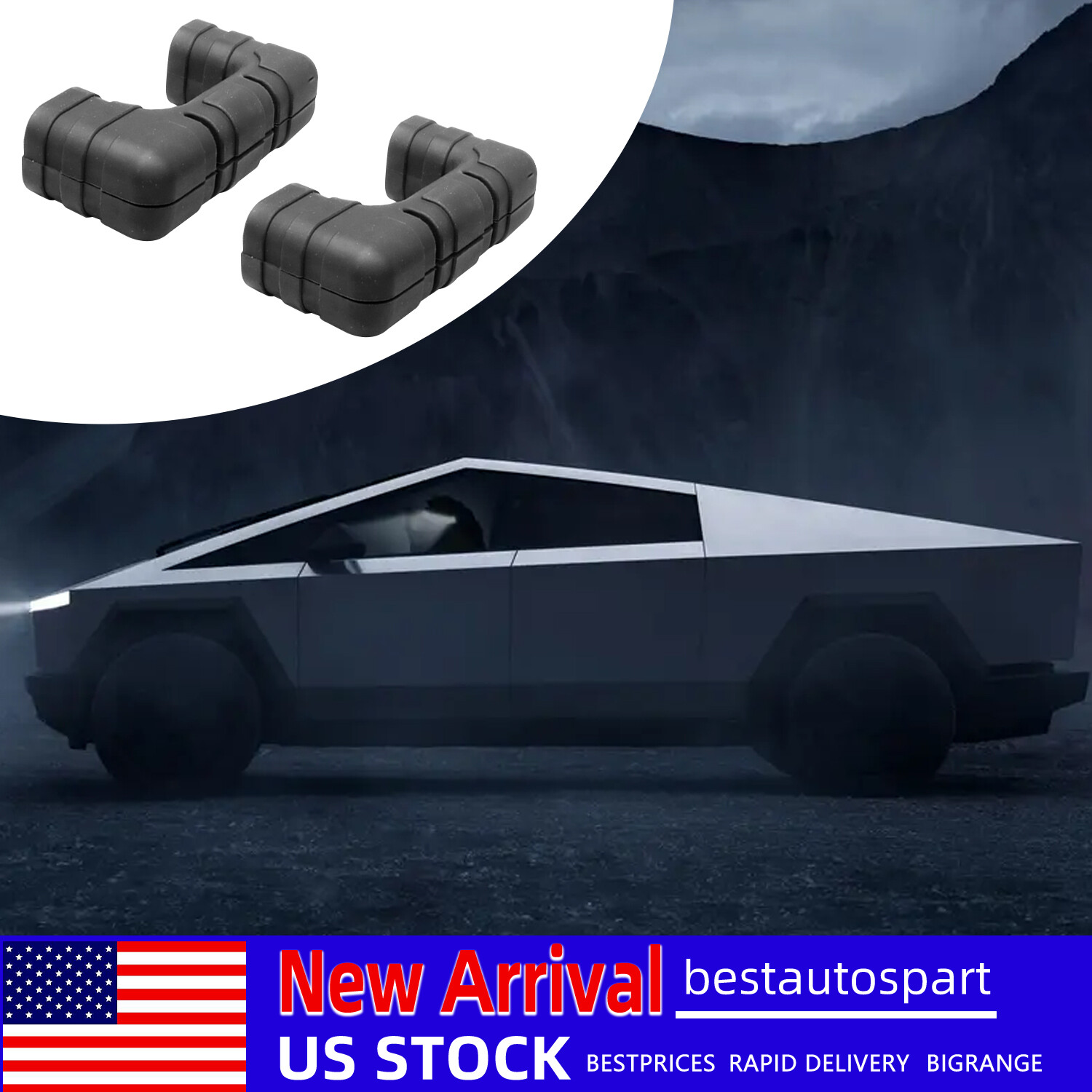 2PCS Front Bumper Trailer Hook Protective Cover Black For Tesla Cybertruck 2024+