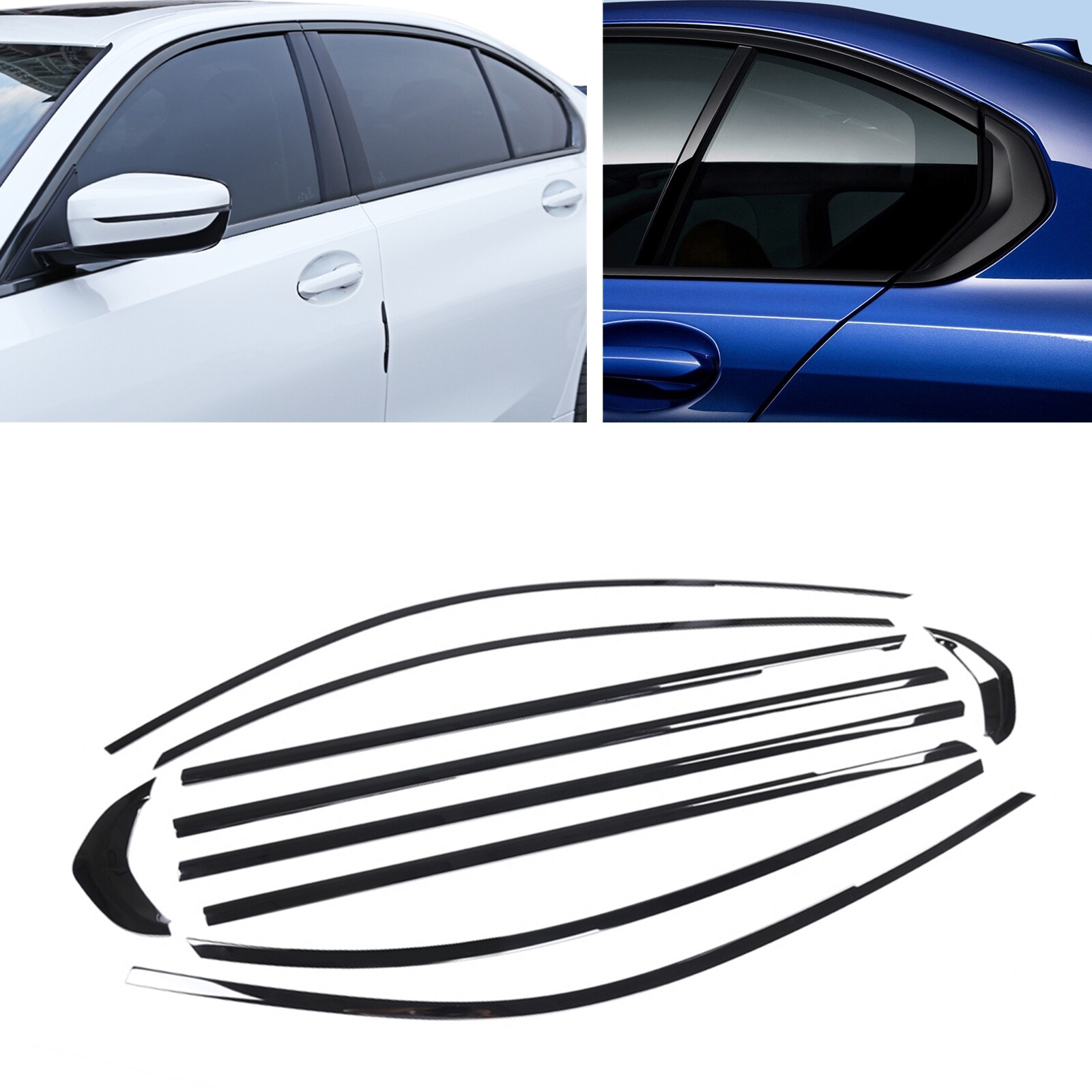 Titanium Black Stainless Steel Window Decor Strip For BMW 3 Series G20 2019-2023